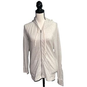 *American eagle outfitters- White and grey zip up hooded jacket